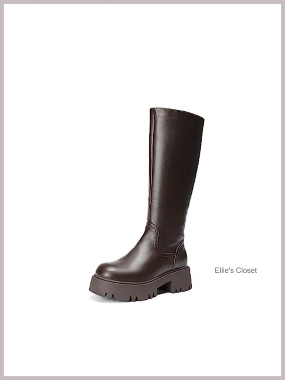 Knee High Platform Chunky Boots Women Faux Leather Side Zipper Lug Sole 2.17"